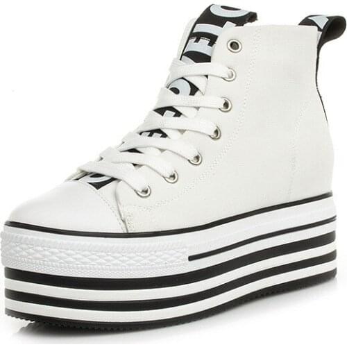 Womens Flat Shoes Autumn and Winter Casual Shoes 2021 Thick Bottom High Top Shoes Female Letters Round Toe Canvas Shoes