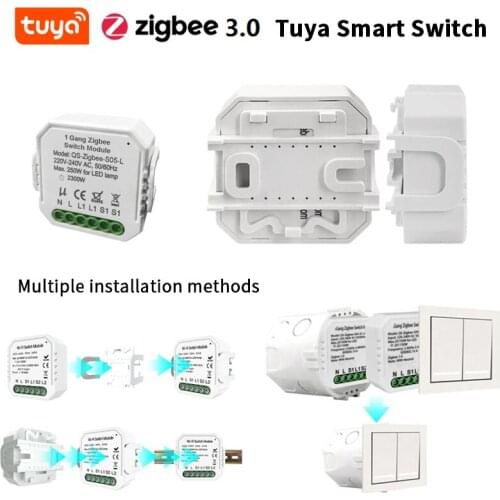 Tuya Zigbee 3.0 Smart Switch Module 220-240V Wireless Light Switch Relay With Tuya ZigBee Without Neutral Single Home Assistant
