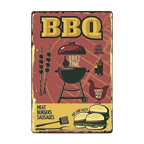 Dads BBQ Vintage Style Metal Sign Iron Painting for Indoor & Outdoor Home Bar Coffee Kitchen Wall Decor 8 X 12 Inch