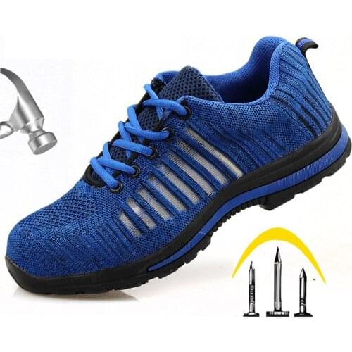New anti-smashing stab-resistant work safety shoes construction protective boots flying woven mesh surface breathable sneakers