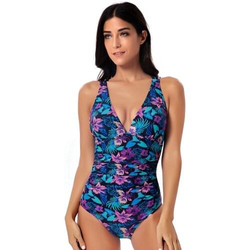 Swimsuit print sexy swimsuit womens one-piece sling back cross show thin one-piece swimsuit women
