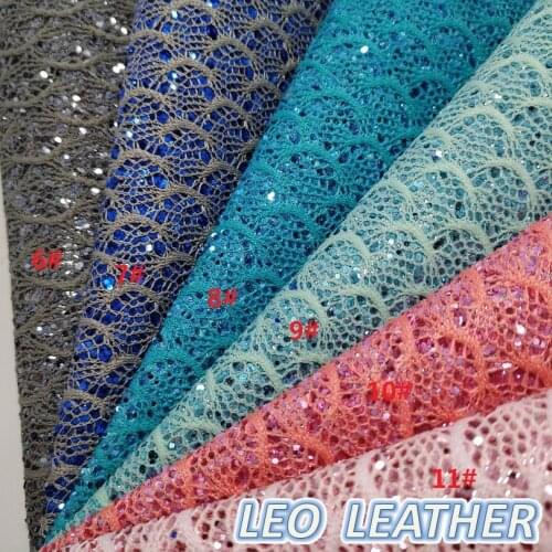 1PCS 21X29CM Synthetic Letaher, Lace Glitter Fabric Leather For DIY Accessories GM3155B