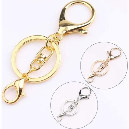 1PCS Metal Lobster Trigger Swivel Clasp Hooks Clip Buckle Arts Crafts Key Ring Keychain With Chain For Jewelry Making Supplies
