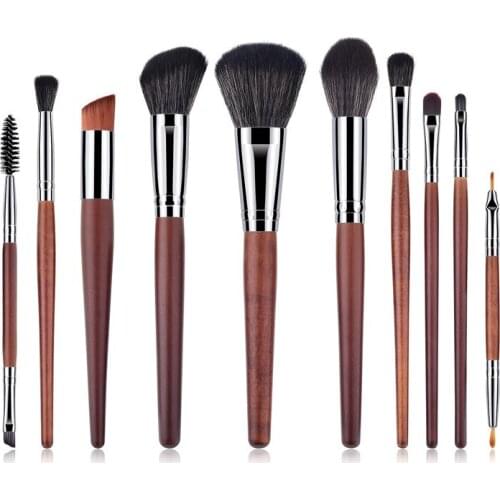 10pcs Makeup Brushes Set wooden Handle For Powder Contour Blusher Liquid Cream Eyeshadow Cosmetics Brush tools
