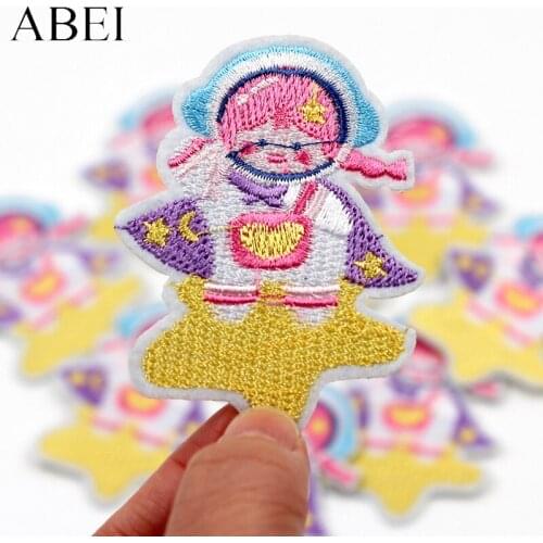 10pcs Iron On Embroidery Cartoon Astronaut Patches Sew On Star Stickers Handmade Jeans Backpacks Coats Fabric Appliques Badge