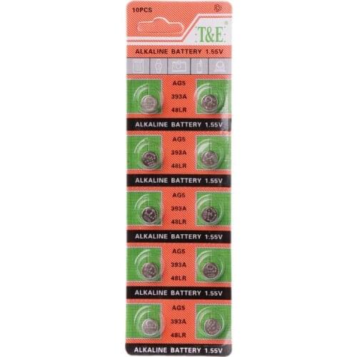 10PCS Alkaline Battery Button Coin Cell AG5 LR754 393 SR754 193 546 RW28 48 Hearing Aid Earphone Watch Batteries 50LA