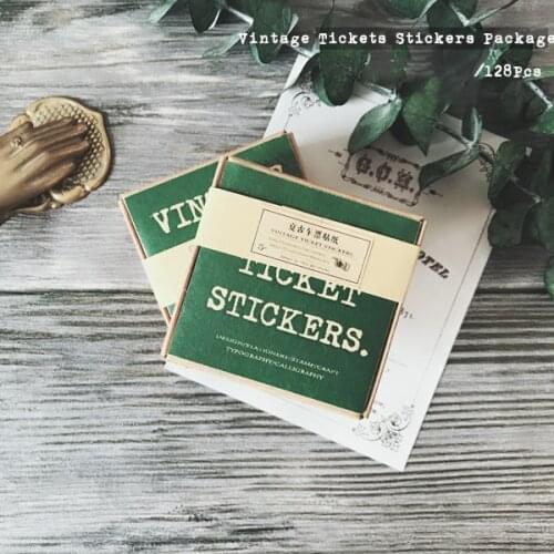 128Pcs Vintage Ticket Stickers Children DIY Scrapbooking Album Junk Journal Crafts Decorative Stickers Package DIY Photo Albums