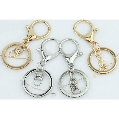 5pcs 30mm keychain Lobster Clasps Hook with tail Chain Buckle Split Keyring Jewelry For DIY Jewelry Making Pendant Accessories