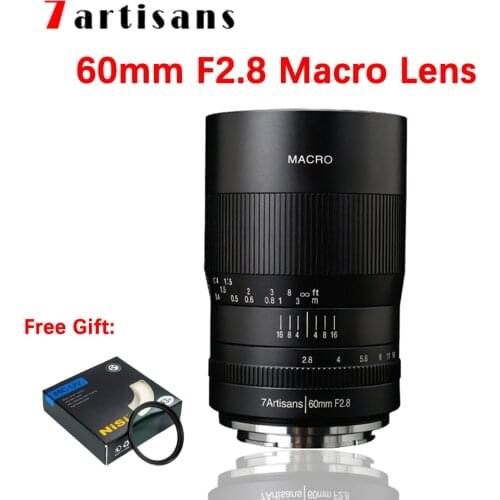 7artisans 60mm F2.8 Macro Lens 1:1 Magnification Manual Focus for Canon Eos-M/RF/Sony E/Fuji/M43/Nikon Z Mount Camera