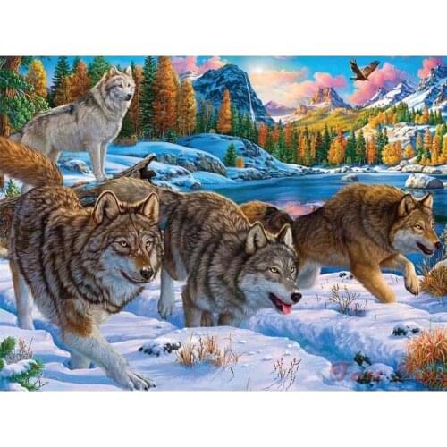 2020 Wolf DIY 5D Diamond Painting Full Round Rhinestone Paintings Animal Diamond Embroidery Cross Stitch Mosaic Home Decor Gift