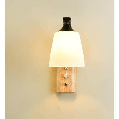 American Indoor Wooden Wall Lamp Bedside Lamp Hotel Bedroom Study Hotel Bar Black Wall Light
