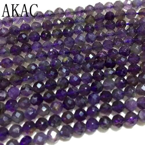 3strands Approx4.5mm natural amethyst quartz faceted loose seed beads for Jewelry diy making design wholesale