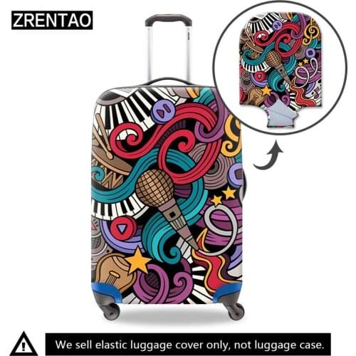 ZRENTAO 3D musical note print cover fir suitcase durable luggage cover wrinkle proof cover for travelling suitcase 18-32 inch dirt proof trunk cover
