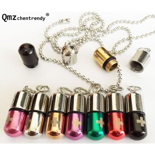 Wholesale Price Demood Stainless Steel Cremation Pets Ash Pill capsule Vial Pendants Necklaces Love letter Pendant Urn Jewelry