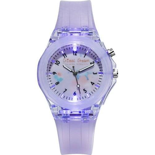 Cristal Dream Pupils Childrens Luminous Silicone Strap Watch Cute Cartoon Flash Quartz Kids Watch Boy Girl Birthday Clock Hour