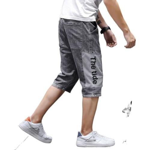 Summer Thin Capri Jeans Men Loose Straight Elastic Korean Fashion Loose Casual Versatile Capri Shorts Clothes Streetwear Factory
