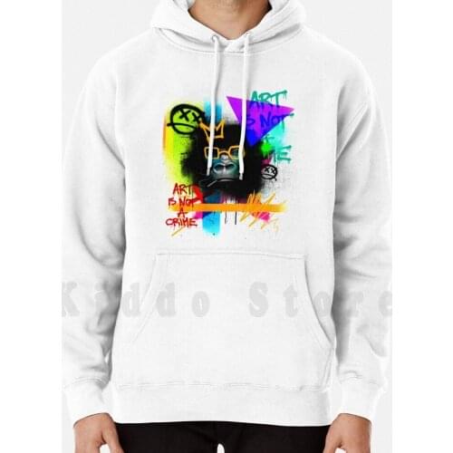 Art Is Not A Crime Hoodies Long Sleeve Gamers Zombie Mosnter Horror Skull Neon Music Red Neverstop Love Monkey