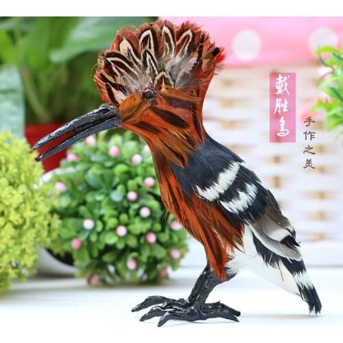 Artificial Bird Eurasian Hoopoe Realistic Animal Figure Statue Miniature Home Garden Shelf Decoration Ornaments Gift Toy Props