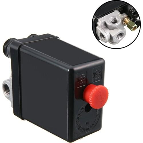 1pc Heavy Duty Air Compressor Pressure Control Switch Valve 175PSI 20A 4 Port Mini Pump Switch For Air Compressor