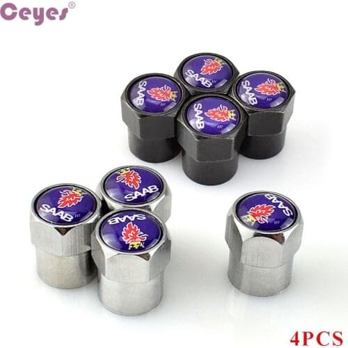 4pcs car Styling Emblems Wheel Tire Valve Tyre Caps For SAAB 9-3 9-5 93 9000 900 9-7 97 95 Turbo Tech 2 Auto sticker Accessories