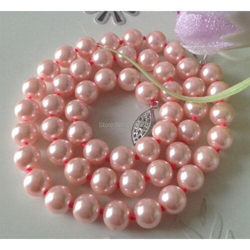 Beautiful! 8mm Pink Ocean Sea Shell Pearl Necklace Hand Made Rope Chain Ornaments Beads Jewelry Natural Stone (Minimum Order1)