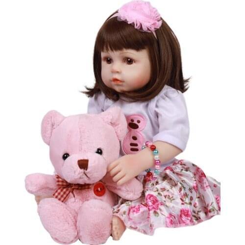 18" 48CM Reborn Doll Soft Silicone Full Body Doll Smooth Vinyl Body Baby Toys for Children