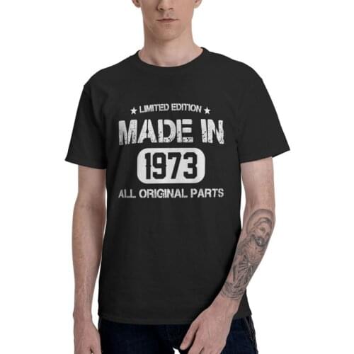 Mens Made In 1973 Vintage T-Shirt Streetwear 48th Birthday Tshirt Short Sleeve Hip Hop T Shirt Homme Cotton Tee Tops Clothing