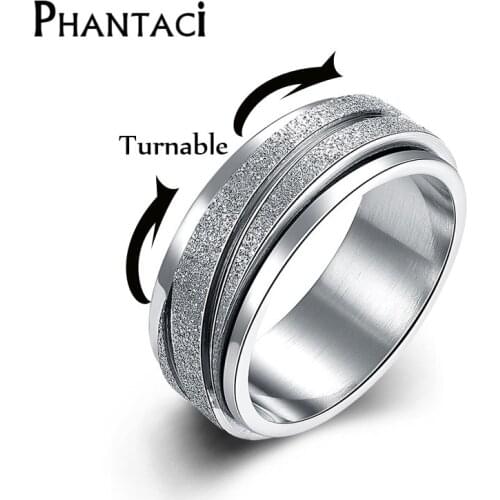Spinner Fashion High Quality Stainless Steel Punk Ring Jewelry For Men Women Silver Color Anniversary Ring Wholesale
