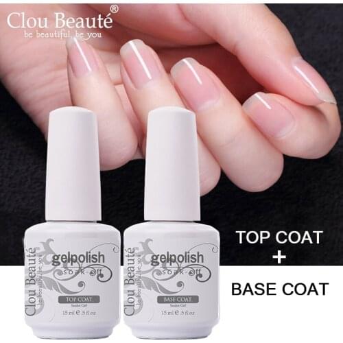 Clou Beaute Top Coat Base Coat Nail Gel Polish Set Vernis Semi Permanent Soak Off UV Gel Varnish Lakiery Hybrydowe Nails Art