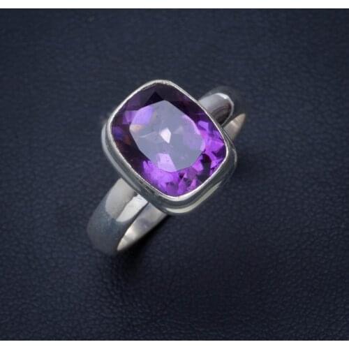 Natural Amethyst Handmade Unique 925 Sterling Silver Ring 8.75 B1349