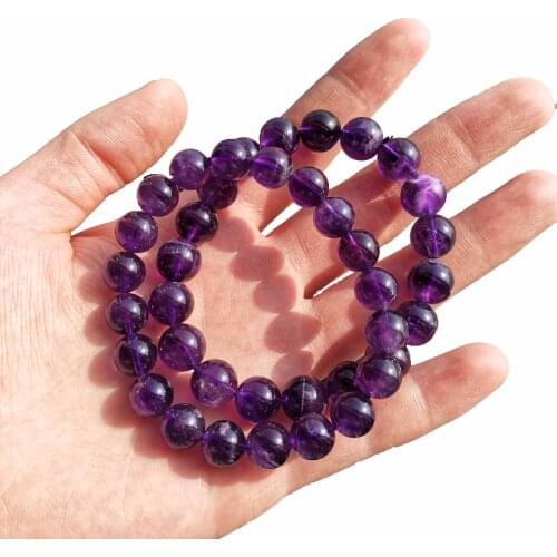 Natural Purple Stone Beads Bracelet Smooth Matte Amethysts For Girls Crystal Quartz Bracelets