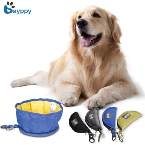 New Collapsible Foldable Dog Bowl Outdoor Travel Portable Puppy Doogie Food Container Feeder Dish With Hook Pets Dogs Cats Bowl