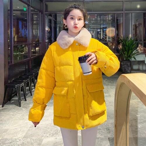 2020 New Arrival Fashion Corduroy Solid Jackets Coat Women Winter Zipper Thick Down cotton Coats Casual Warm Oversized Outwear