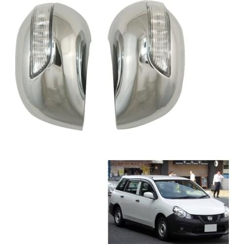Novel style 2PCS ABS Chrome plated for Nissan Wingroad / AD Van 2006 Y12 LIVINA 2007 door mirror covers with LED
