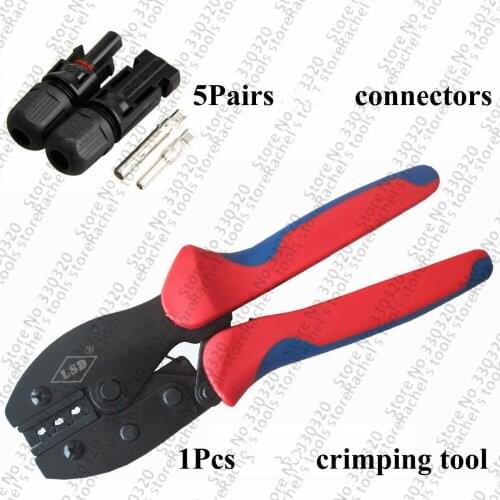 Solar pv Crimping Tools with 5pairs pv solar connector for Solar Panel PV Cables 2.5mm2 4mm2 6mm2