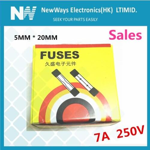 Fuse 100PCS/Lot Glass fuse 5*20mm 7A 250V High quality Fuse