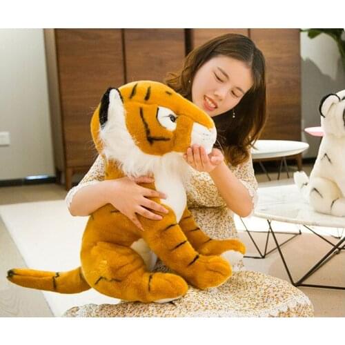 Lifelike toy yellow or white tiger plush toy soft doll baby toy throw pillow Christmas gift b1706