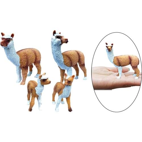 4Pcs Realistic Lovely Alpaca Figures Hand Painted Zoo Forest Animal Statue Model Playset Collections Tabletop Decor Party Favors
