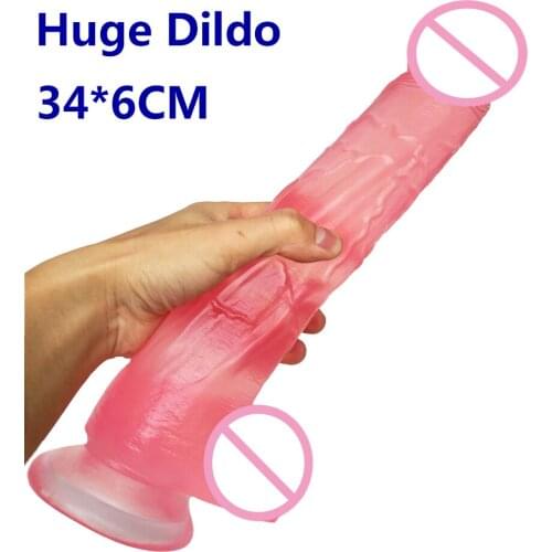 HOWOSEX 34*6CM Large Soft Dildo Realistic Huge Dildos Big Penis suction cup Female Anal butt plug Dick Sex Toy for Women Lesbian
