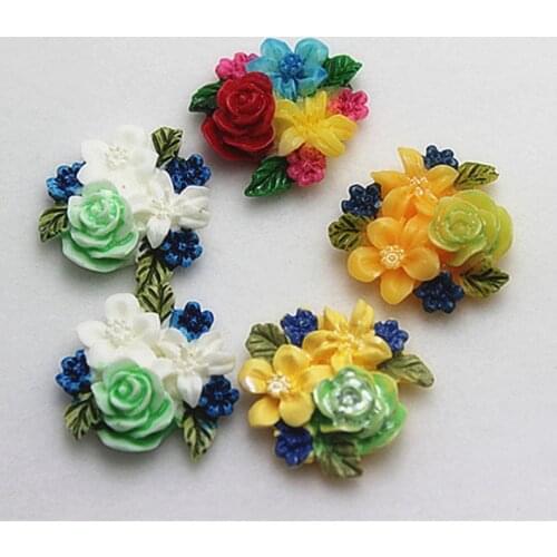 Mix Colors 10pcs 24*25mm Cute Exquite Resin Flower Flatback Cabochon DIY Craft Art Scrapbooking