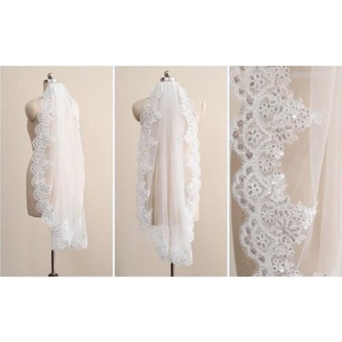 Sequin Wedding Veil,Blusher Wedding Veil,Flower Lace Full Circle Eage Wedding Veil Flowy ,1 Tier Drop Bridal Veil,Wedding Veil C