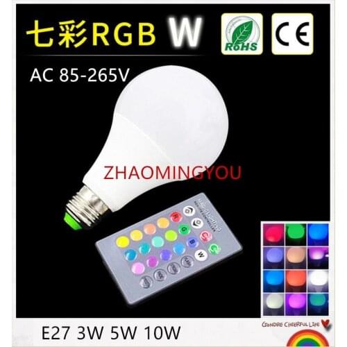 E27 RGB LED Bulb SMD5050 3W 5W 10W Spot light AC 90-260V Magic 16 Colors with Remote Controller for Home Decoration