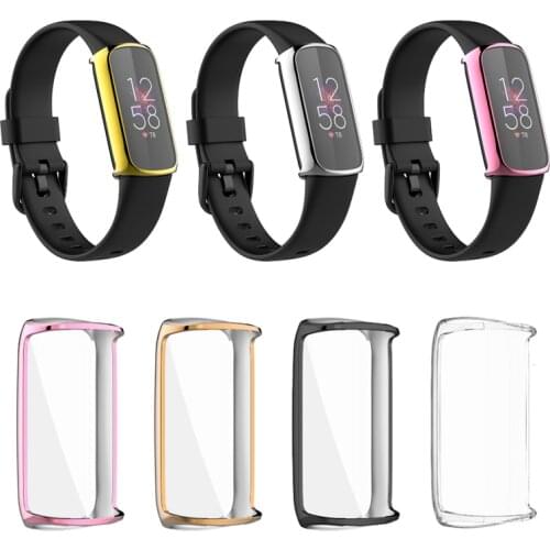 TPU Soft Full Screen Glass Protector Smartband Case Shell Edge Frame For Fitbit Luxe Band Protective Bumper Cover Accessories