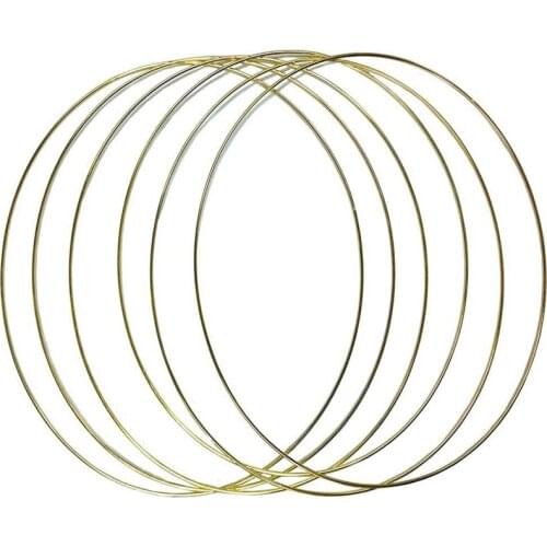 Metal Floral Hoop Wreath Macrame Rings for Wall Hanging Craft Hoop and DIY Wedding Wreath Deco-Gold Ring Hoop 6 PCS