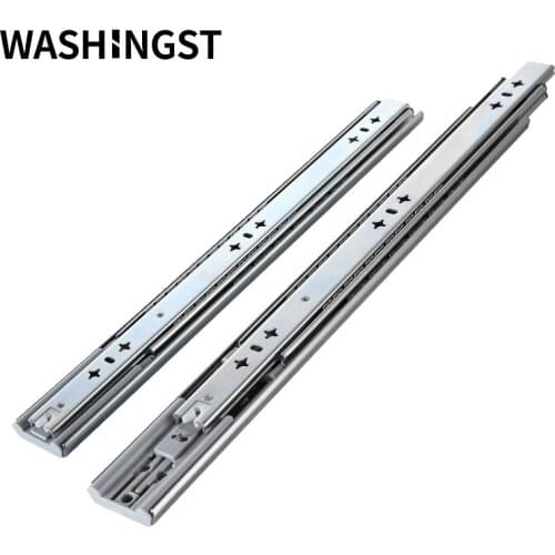 WASHINGST 53mm Wide Industrial Heavy Duty Three Stage Soft Closing Fully Retractable Ball Bearing Buffer Drawer Slide