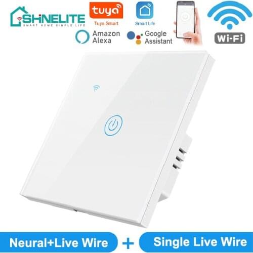WiFi Touch Glass Wall Switch Light EU UK 1 Gang 220V Smart Life APP Timer Tuya Google Home Alexa