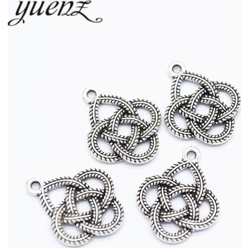 YuenZ 20pcs Charms Chinese knot Antique silver Plated Pendants alloy Jewelry Making DIY Handmade Craft 20*15mm J390