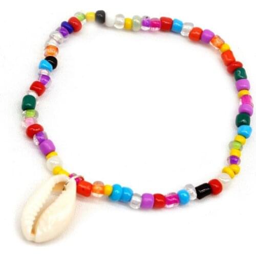 Women Colorful Beaded Cowrie Shell Charm Handmade Anklet Beach Jewelry Gift