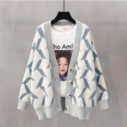 2020 Women Winter Sweater and Cardigans Harajuku Loose Warm Cardigan Women Lantern Sleeve Mohair Long Sleeve Winter Coat