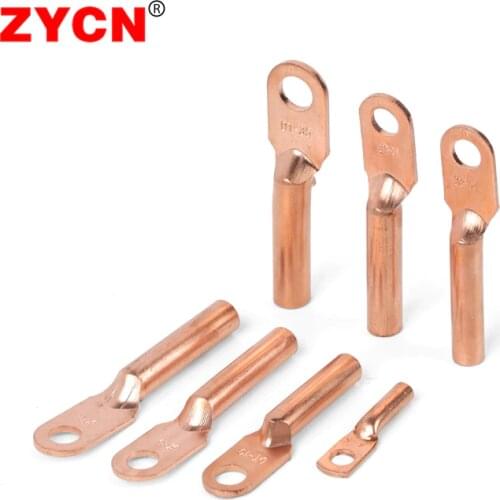DT-10 Cable Terminal Tube Wire Connector Copper Crimp Non-Insulated Splice Ring Lugs Circular DT-35/120/150